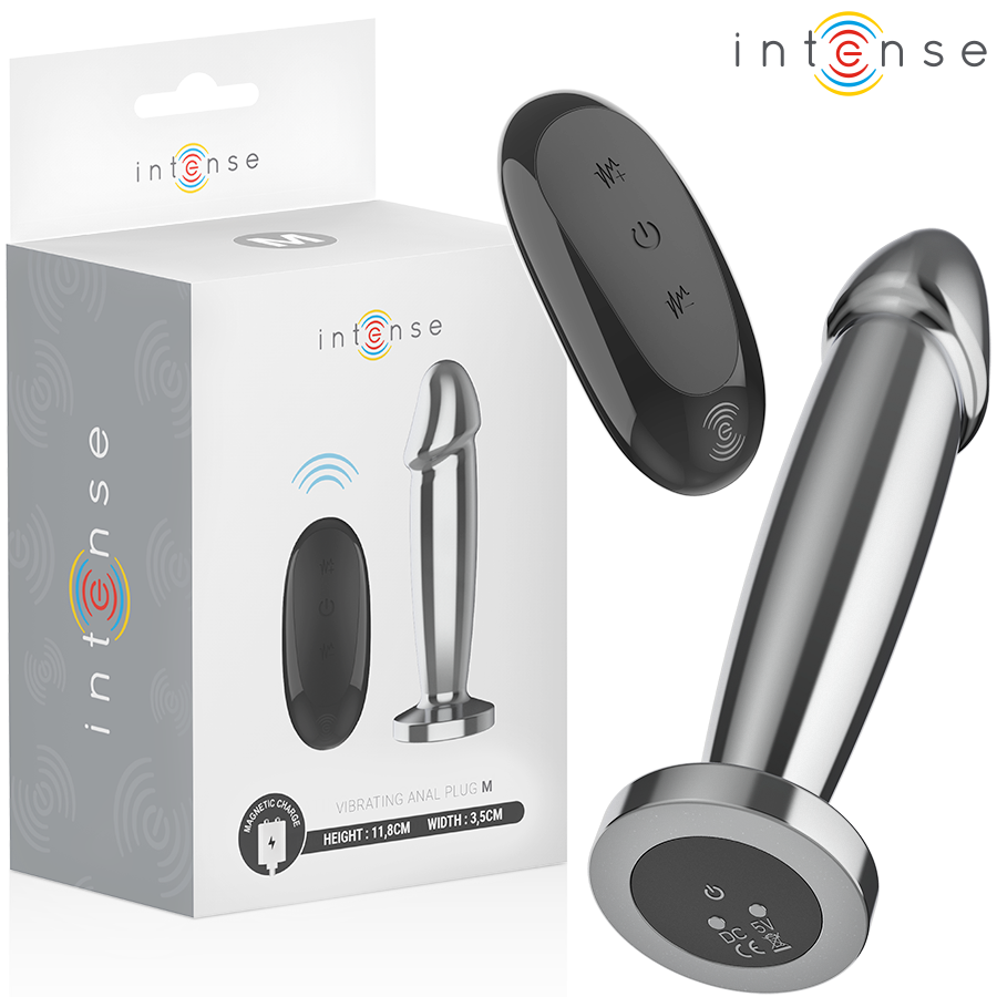 Intense - anal plug 10 vibrazioni dildo metallo con telecomando m