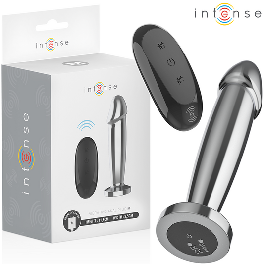 Intense - anal plug 10 vibrazioni dildo metallo con telecomando m