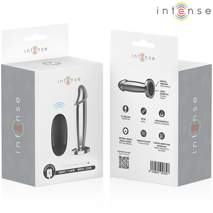 Intense - anal plug 10 vibrazioni dildo metallo con telecomando m