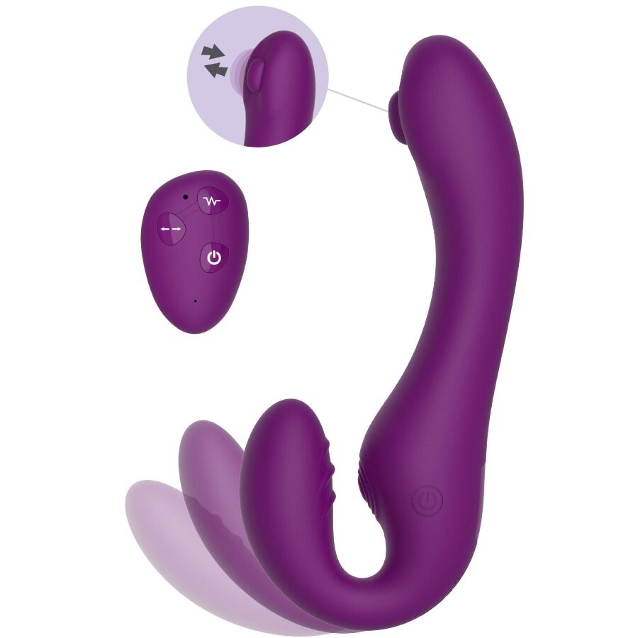 Xocoon - vibromasseur 2 en 1 strap-on sans lanière avec télécommande violet