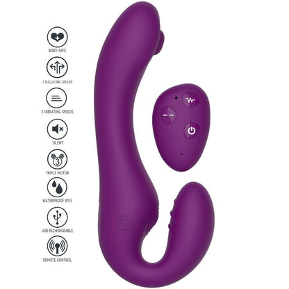 Xocoon - vibromasseur 2 en 1 strap-on sans lanière avec télécommande violet