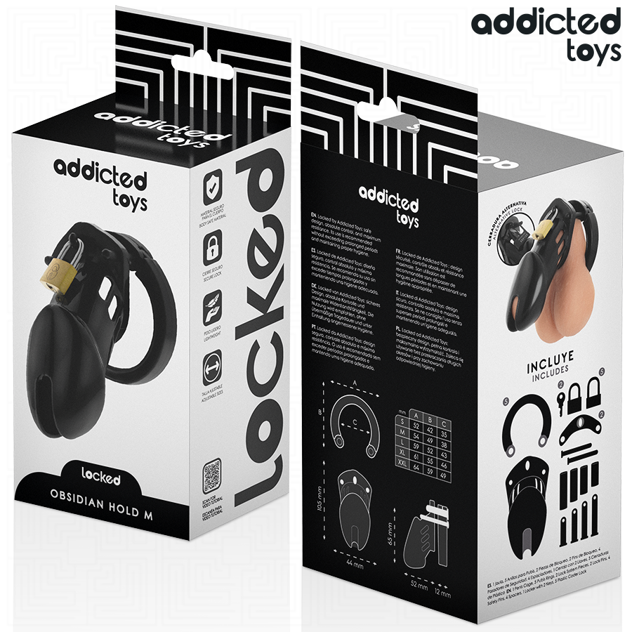 Addicted toys locked - gabbia per pene obsidian hold taglia m