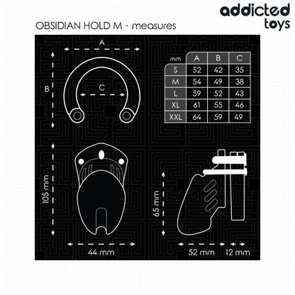 Addicted toys locked - gabbia per pene obsidian hold taglia m