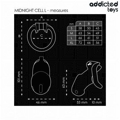 Addicted toys locked - mindnight cell gabbia per pene taglia l