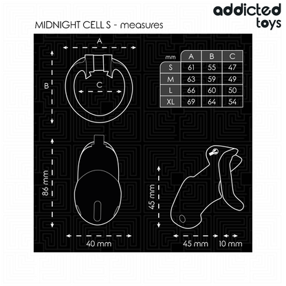 Addicted toys locked- mindnight cell gabbia per pene taglia s 4.8 cm