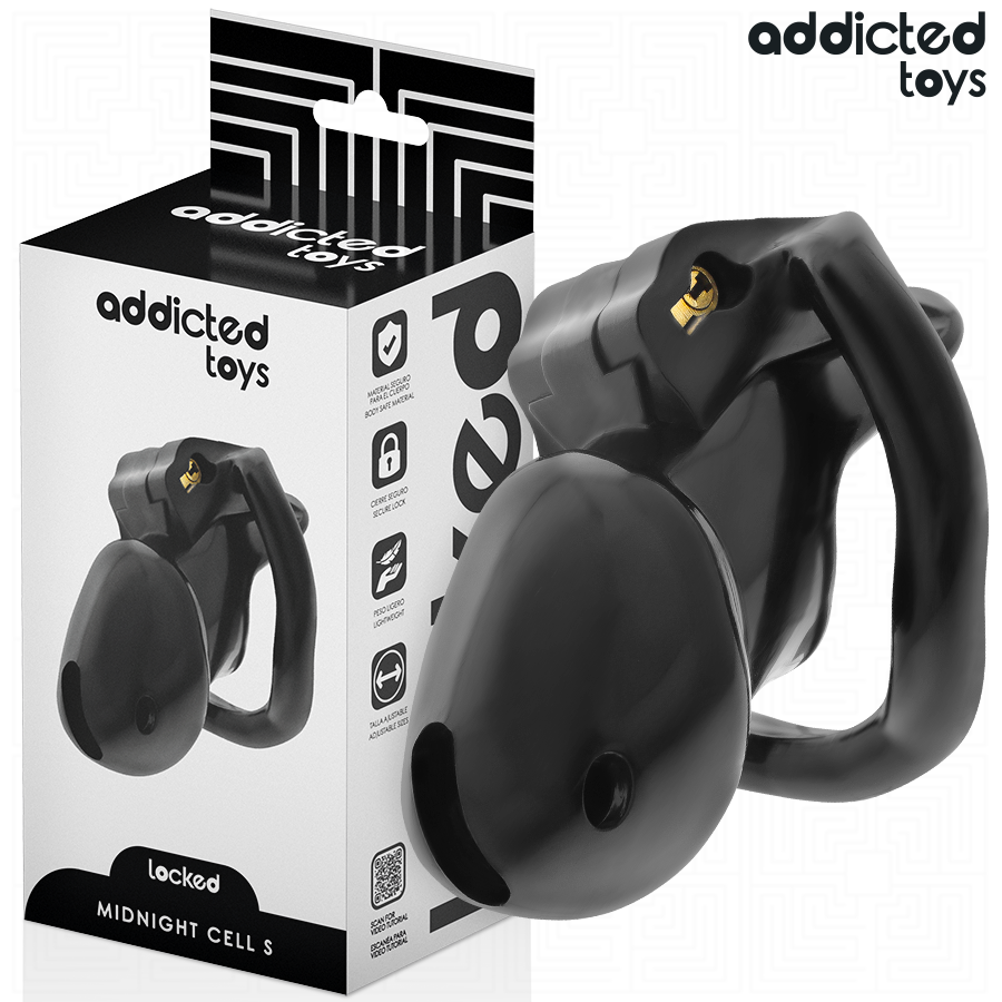 Addicted toys locked- mindnight cell gabbia per pene taglia s 4.8 cm
