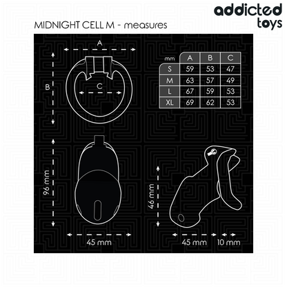 Addicted toys locked - mindnight cell gabbia per pene 4.2 cm taglia m