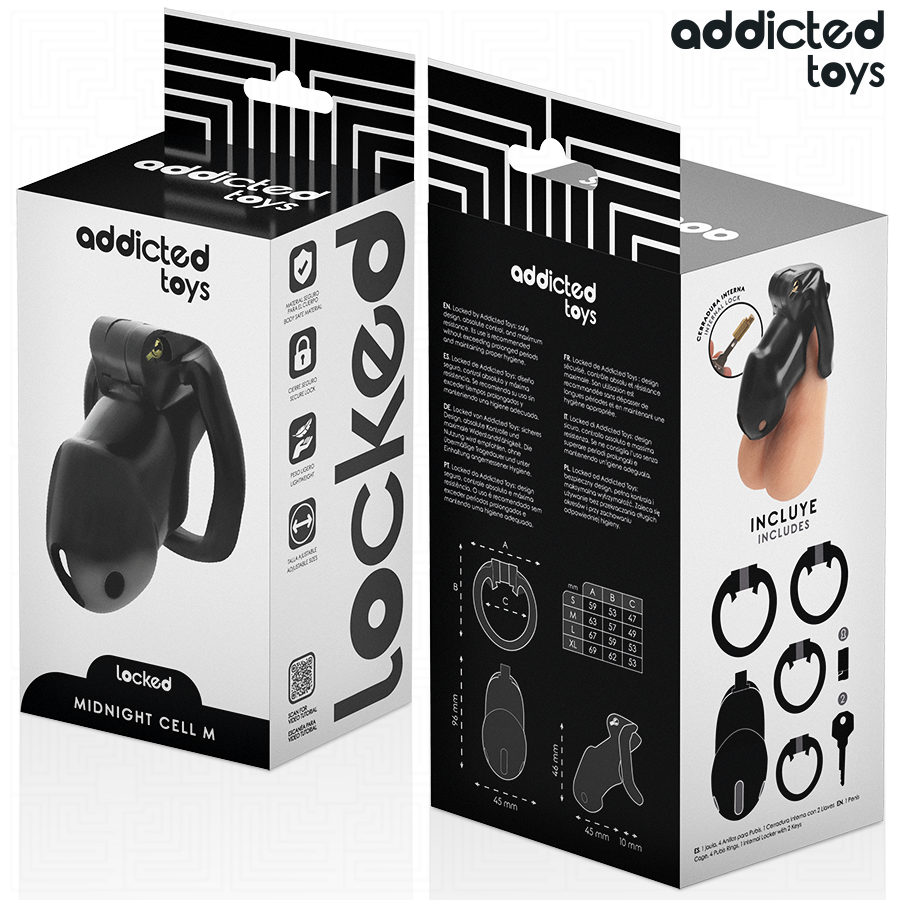 Addicted toys locked - mindnight cell gabbia per pene 4.2 cm taglia m