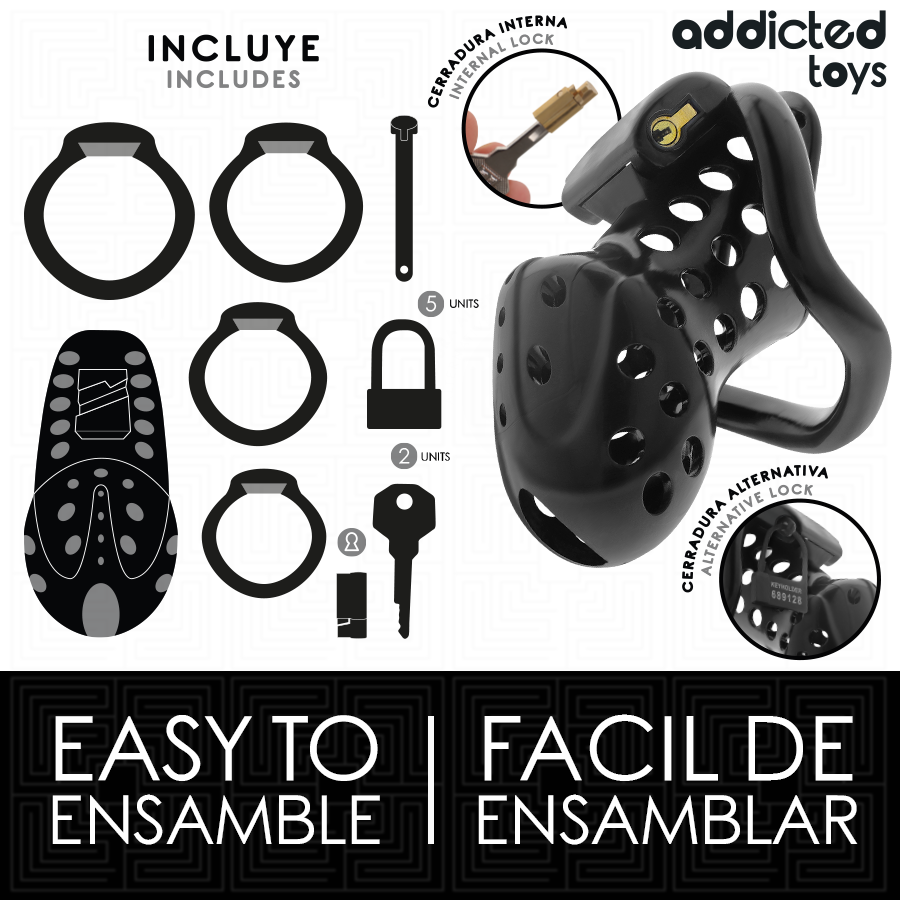 Addicted toys locked - gabbia per pene cava con catena 10,5 cm