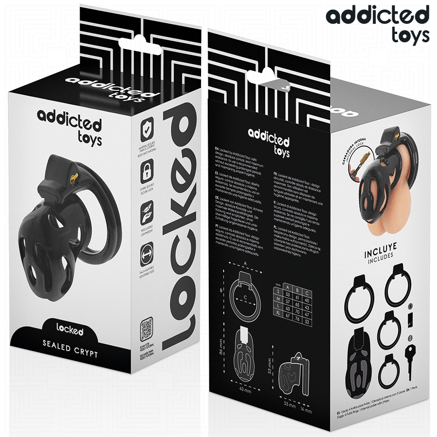 Addicted toys locked - gabbia per pene sigillata crypt 8 cm