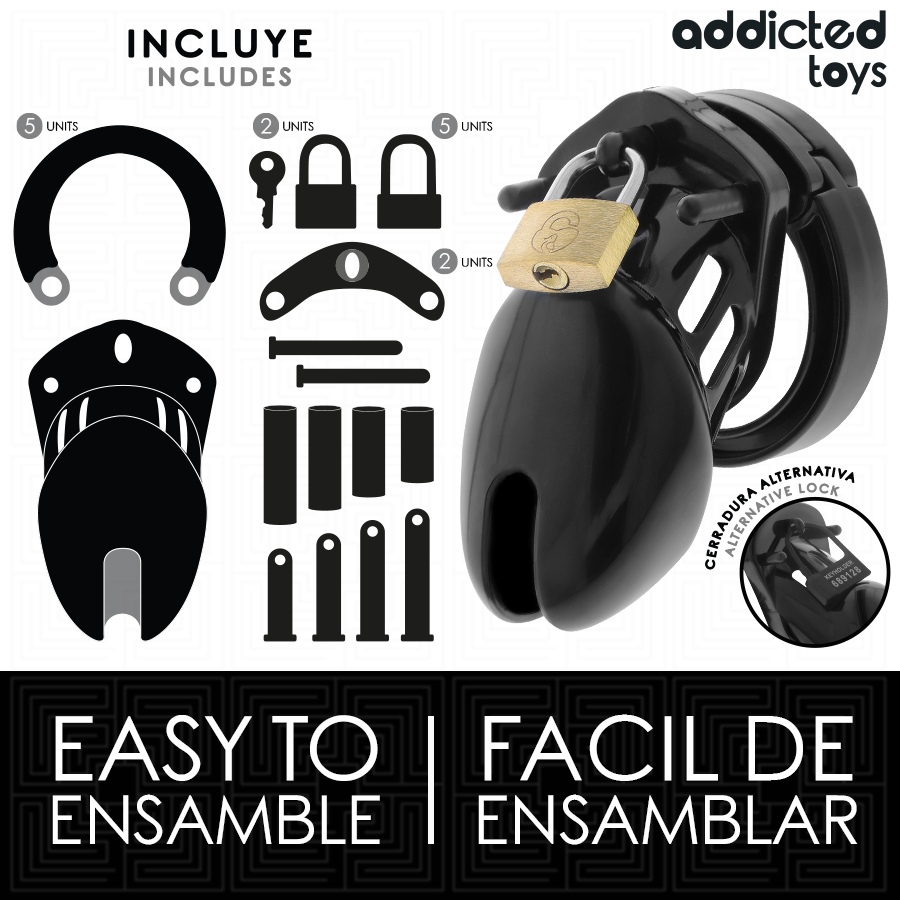 Addicted toys locked - gabbia per pene obsidian hold taglia s