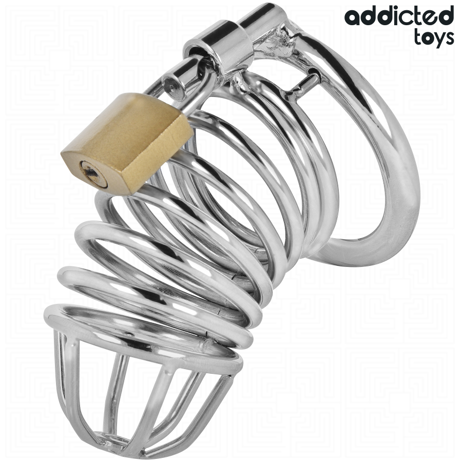 Addicted toys locked - gabbia per pene in metallo con cellule di ferro taglia m