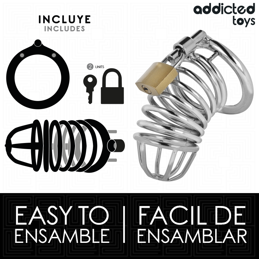 Addicted toys locked - gabbia per pene in metallo con cellule di ferro taglia m