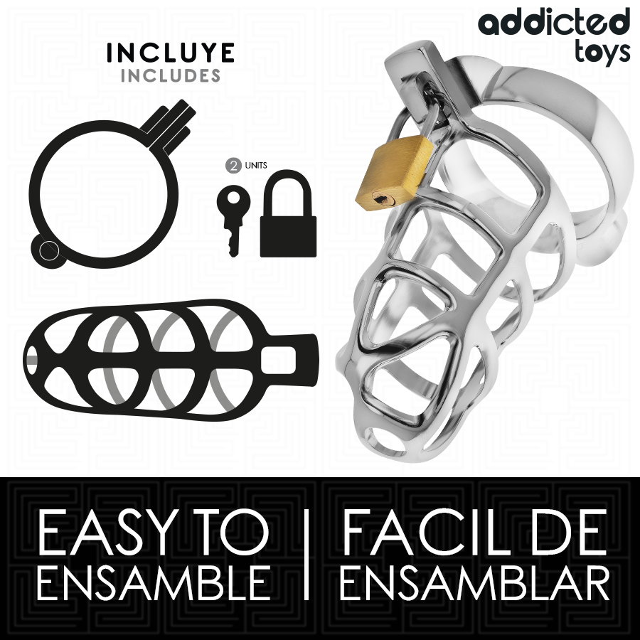 Addicted toys locked - gabbia per pene con serratura in argento taglia m