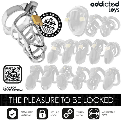 Addicted toys locked - gabbia per pene con serratura in argento taglia m