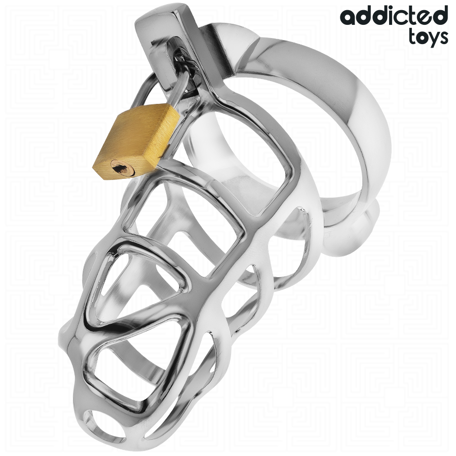 Addicted toys locked - gabbia per pene in metallo con bloccaggio argento taglia s