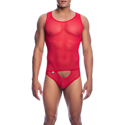 Mob - bodysheer rosso trasparente taglia s/m