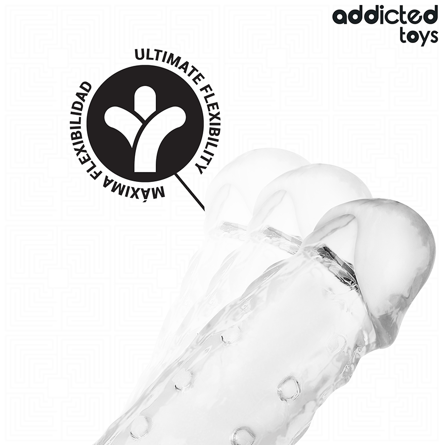 Addicted toys - guaina per pene trasparente taglia m 27 cm