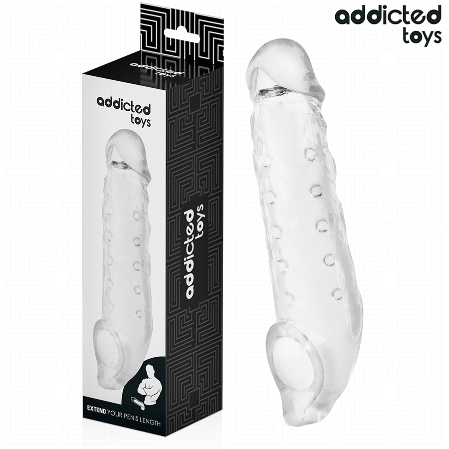 Addicted toys - guaina per pene trasparente taglia m 27 cm