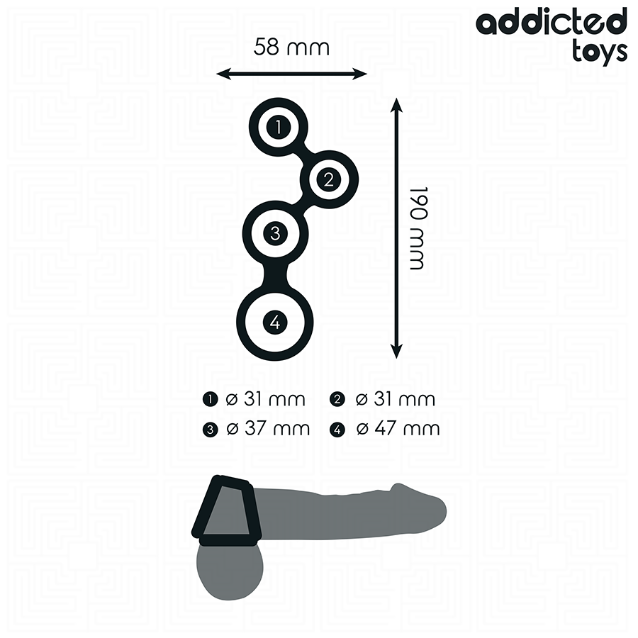 Addicted toys - anello per pene con divisori per testicoli
