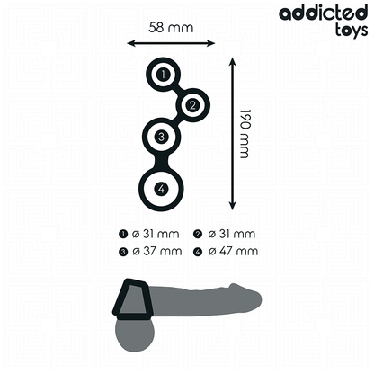 Addicted toys - anello per pene con divisori per testicoli