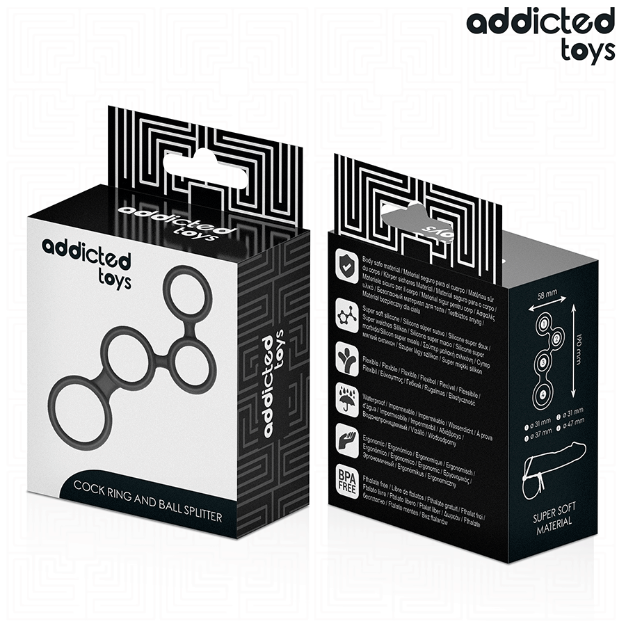 Addicted toys - anello per pene con divisori per testicoli