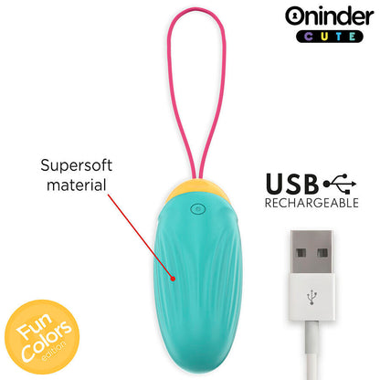Oninder cute - uovo vibro-rotante in silicone con gemma per amore e piacere - app gratuita in tutto il mondo