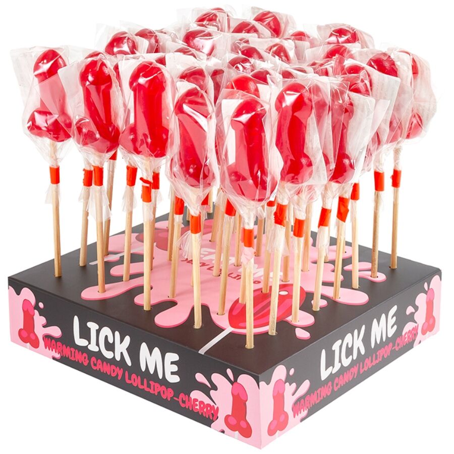 Secretplay - lecca-lecca a forma di pene di caramelle alla ciliegia con effetto calore piccante (40 unità)
