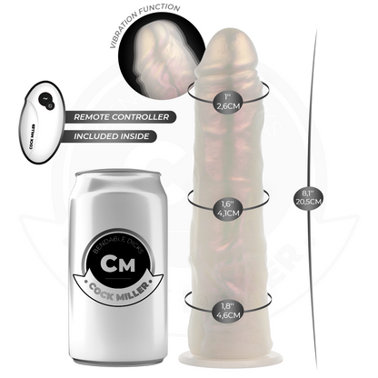 Cock miller - gode-ceinture avec ventouse, lumières et vibrations avec télécommande blanche 20,5 cm