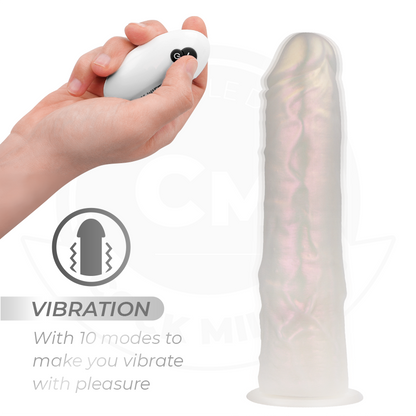 Cock miller - gode-ceinture avec ventouse, lumières et vibrations avec télécommande blanche 20,5 cm