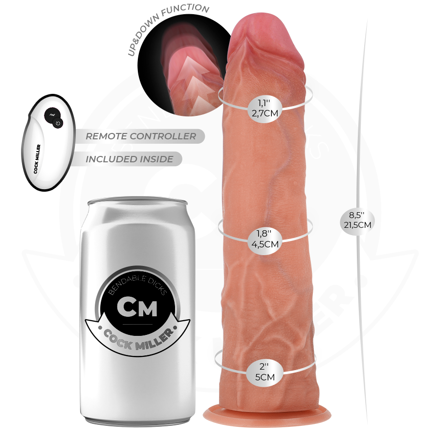 Cock Miller - gode ceinture hyperréaliste avec ventouse et fonction de poussée télécommandée 21,5 cm