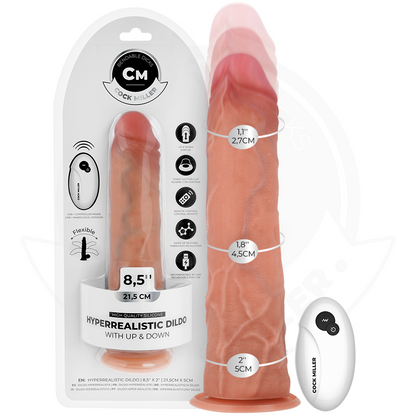Cock Miller - gode ceinture hyperréaliste avec ventouse et fonction de poussée télécommandée 21,5 cm