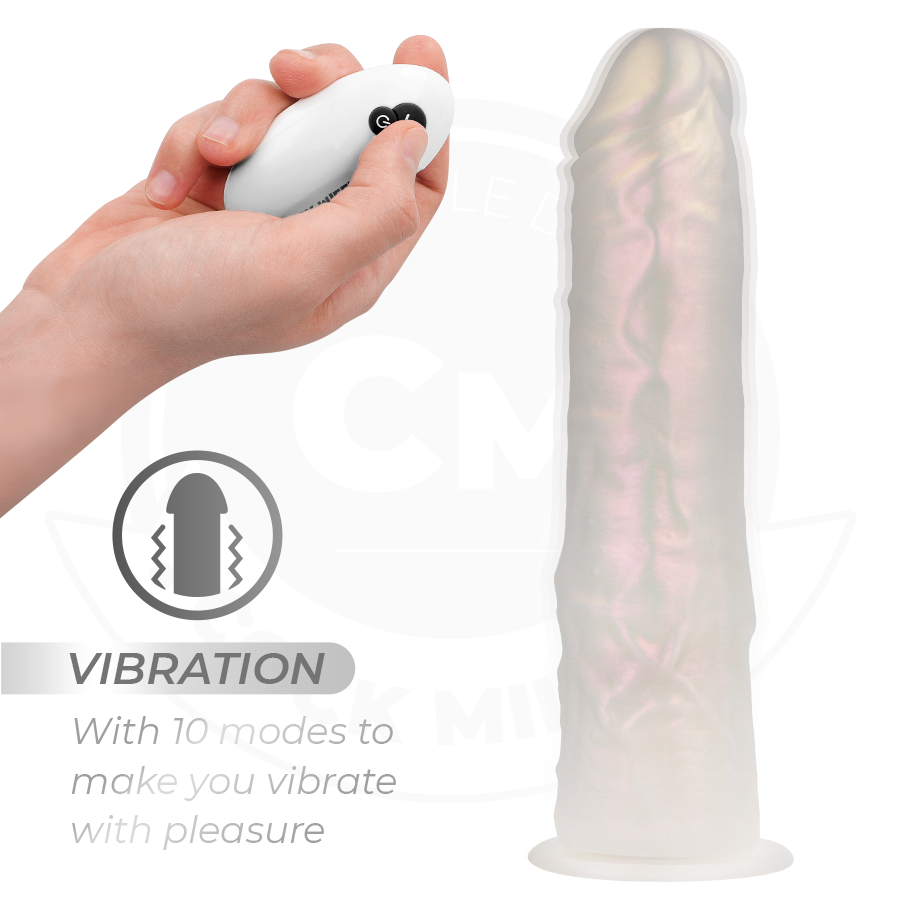 Cock miller - dildo con ventosa, luci e vibrazione con telecomando bianco 21,5 cm