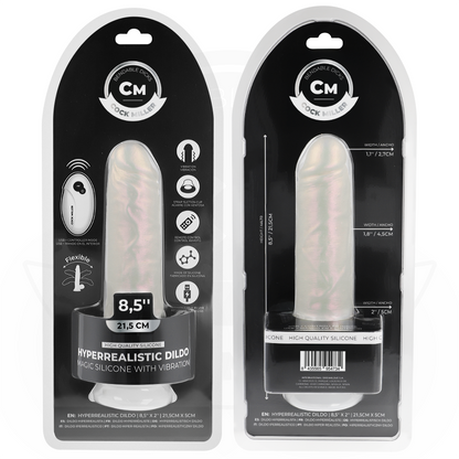 Cock miller - dildo con ventosa, luci e vibrazione con telecomando bianco 21,5 cm