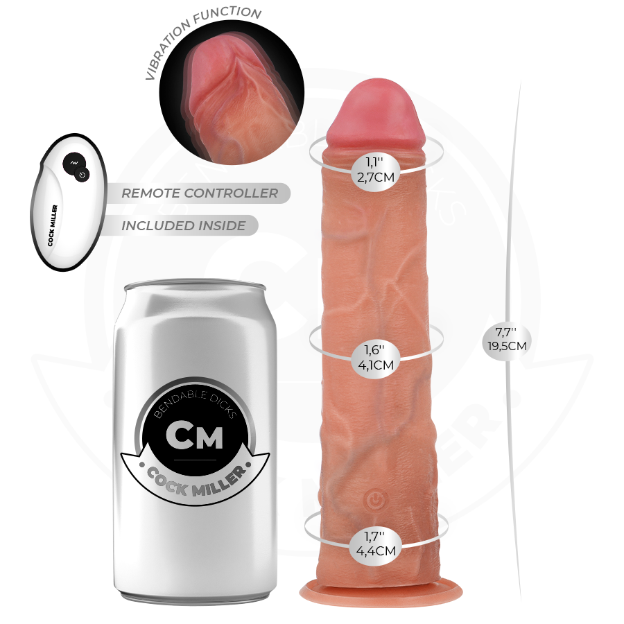 Cock miller - dildo realistico con ventosa e vibrazione telecomando 19,5 cm