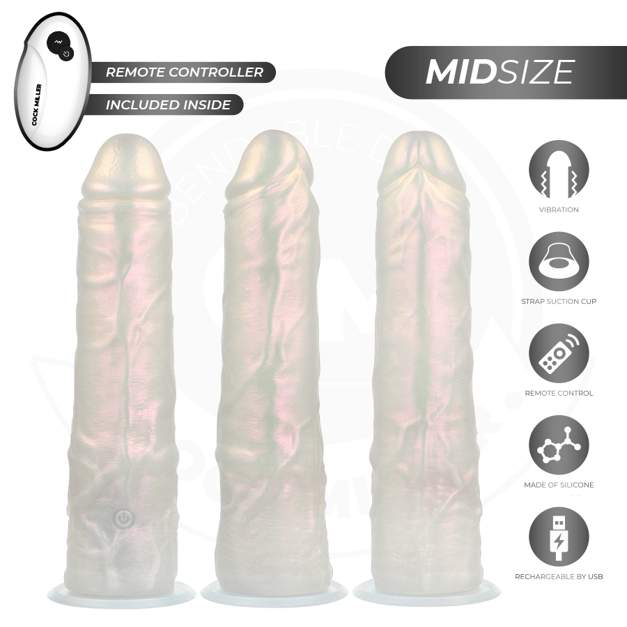Cock miller - gode-ceinture avec ventouse, lumières et vibrations avec télécommande blanche 20,5 cm