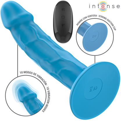 INTENSE - VIBREUR RÉALISTE PHOEBE 10 VIBRATIONS TÉLÉCOMMANDE BLEU