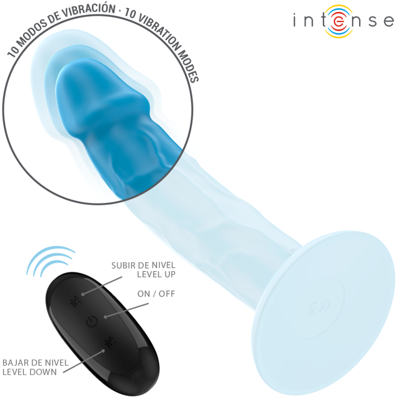 INTENSE - VIBREUR RÉALISTE PHOEBE 10 VIBRATIONS TÉLÉCOMMANDE BLEU