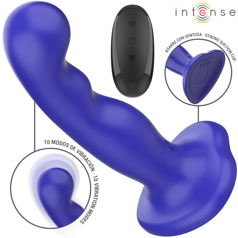 Intense - vibratore shorty con ventosa telecomando blu