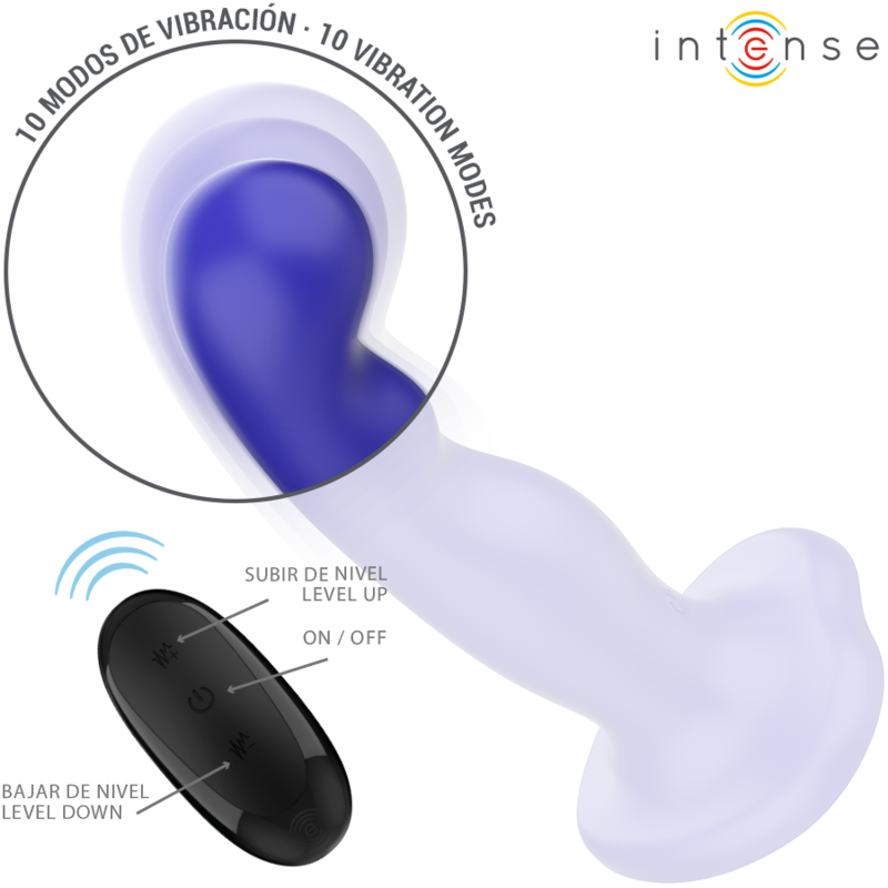 Intense - vibratore shorty con ventosa telecomando blu