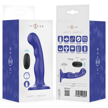 Intense - vibratore shorty con ventosa telecomando blu