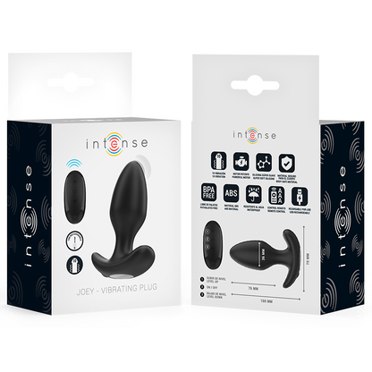 Intense - joey anal plug 10 vibrazioni nero telecomando