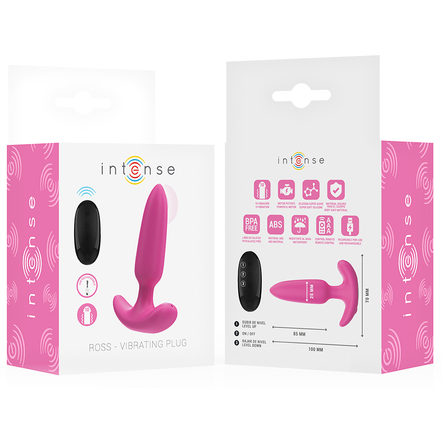 Intense - ross anal plug 10 vibrazioni rosa telecomando