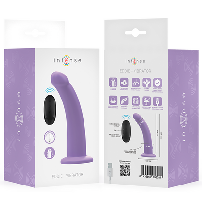 Intense - vibromasseur eddie 17,5 cm 10 vibrations violet télécommande