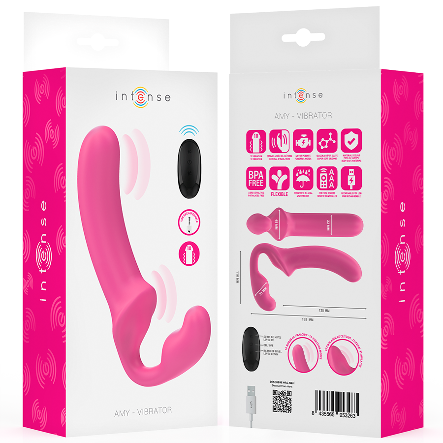 Intense - amy doppio vibratore 20 cm rosa telecomando