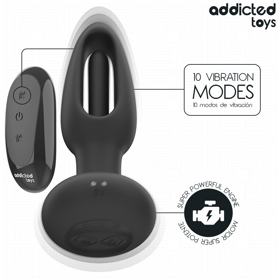 Addicted toys - plug anale con lingua vibrante e telecomando