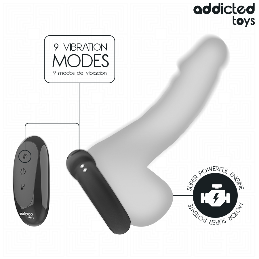 Addicted toys - anello per il pene vibrante con effetto riscaldante e telecomando