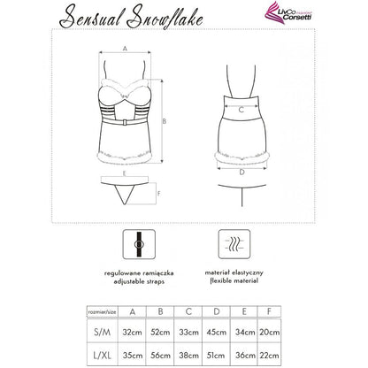 Livco corsetti fashion - sensual snowflake lc 90603 christmas chemise + perizoma + fascia per capelli l/xl