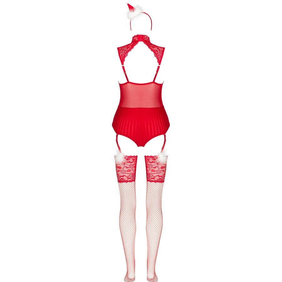 Livco corsetti fashion - limpid snowflakes lc 90604 body + calze + cerchietto natalizio s/m