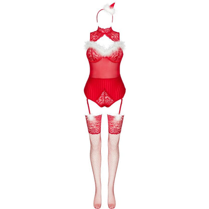 Livco corsetti fashion - limpid snowflakes lc 90604 body + calze + cerchietto natalizio s/m